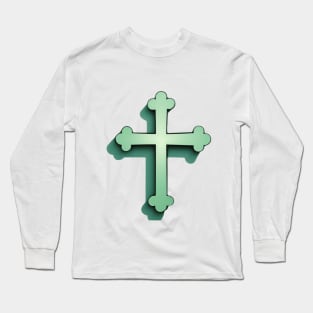 Cross Pastel Green Shadow Silhouette Anime Style Collection No. 215 Long Sleeve T-Shirt